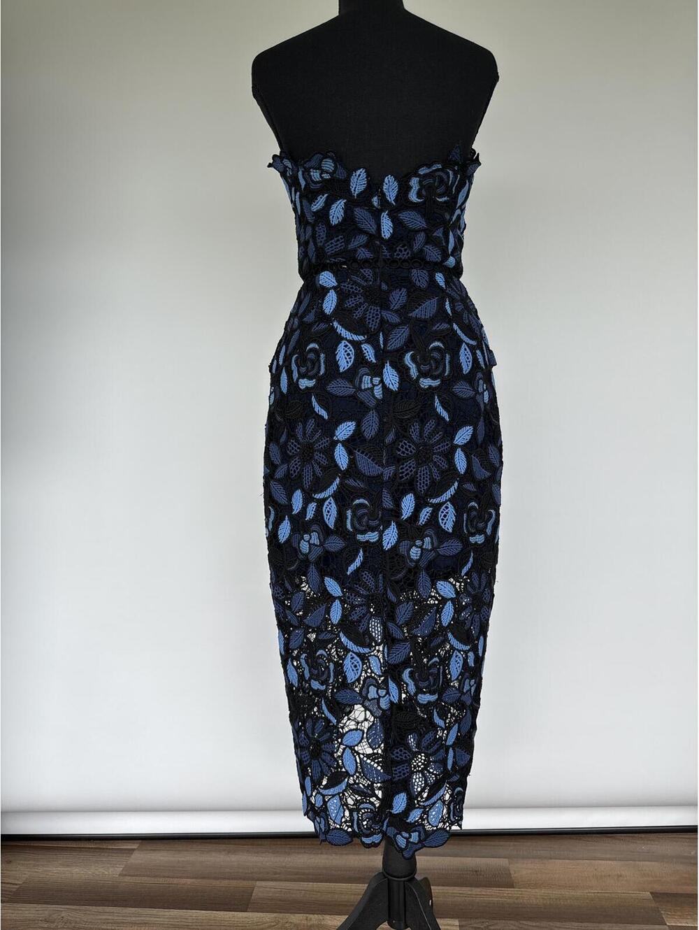 Elliatt Optic Floral Lace Strapless Midi Dress Navy Blue Size S - Picture 5 of 8